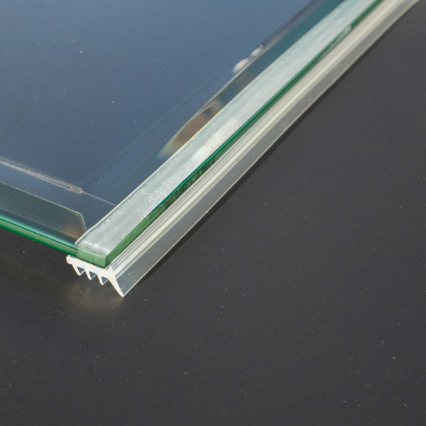 Glasbodenplatte Viereck mit Halbkreis 100x120cm mit Schmutzlippe